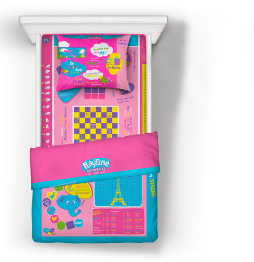 Playtime Bed Sheets Twin Set! Over 65 Fun Interactive Games.